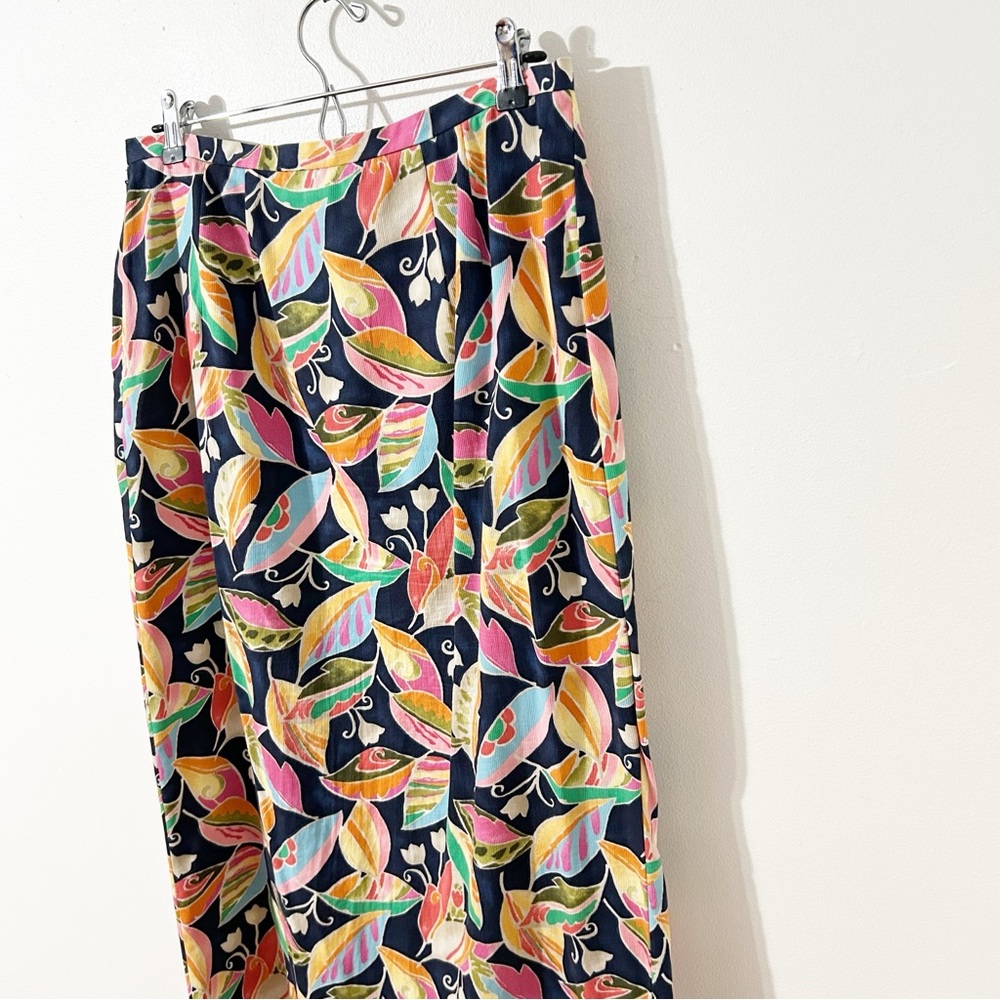 Vintage Talbots Pin Wale Light Corduroy Multicolor Botanical Faux Wrap Skirt - Picture 5 of 11